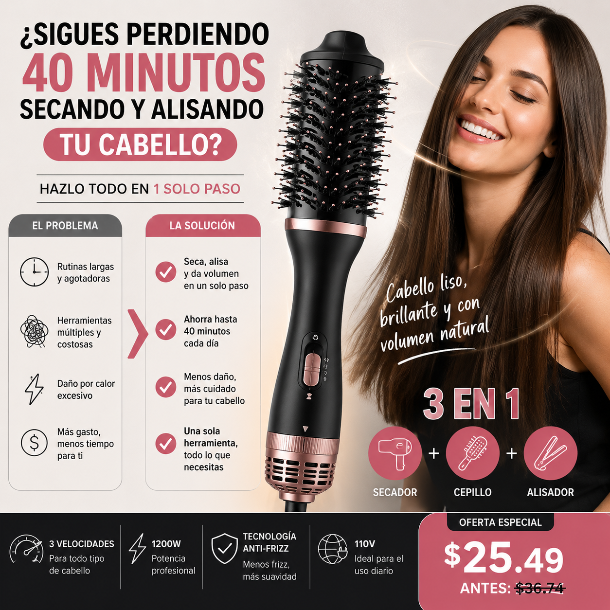 CEPILLO SECADORA 3 EN 1